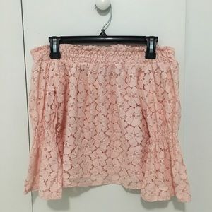 NWOT Adorable Pink Floral Off the Shoulder Top